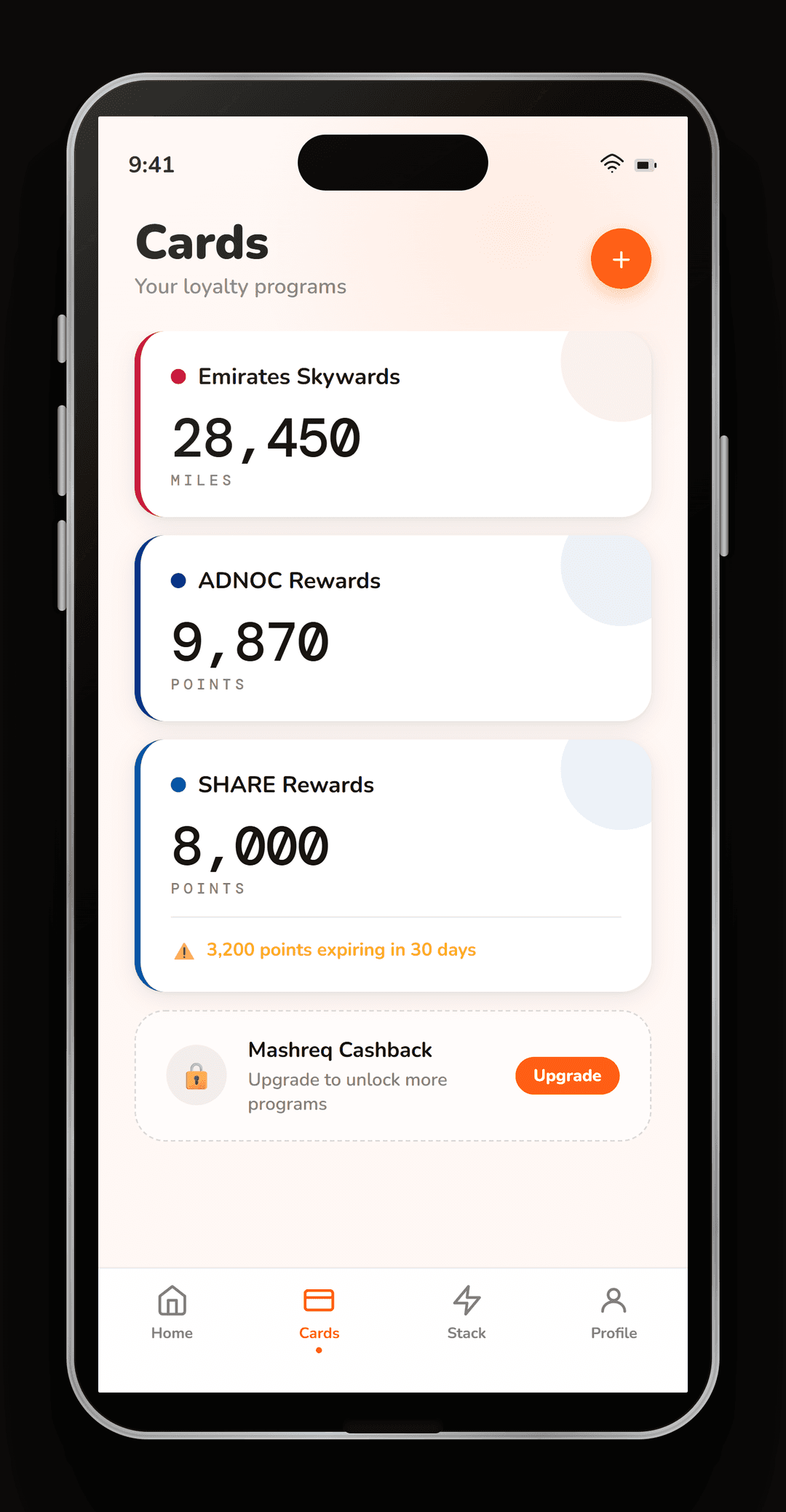MYLO app: Your Cards