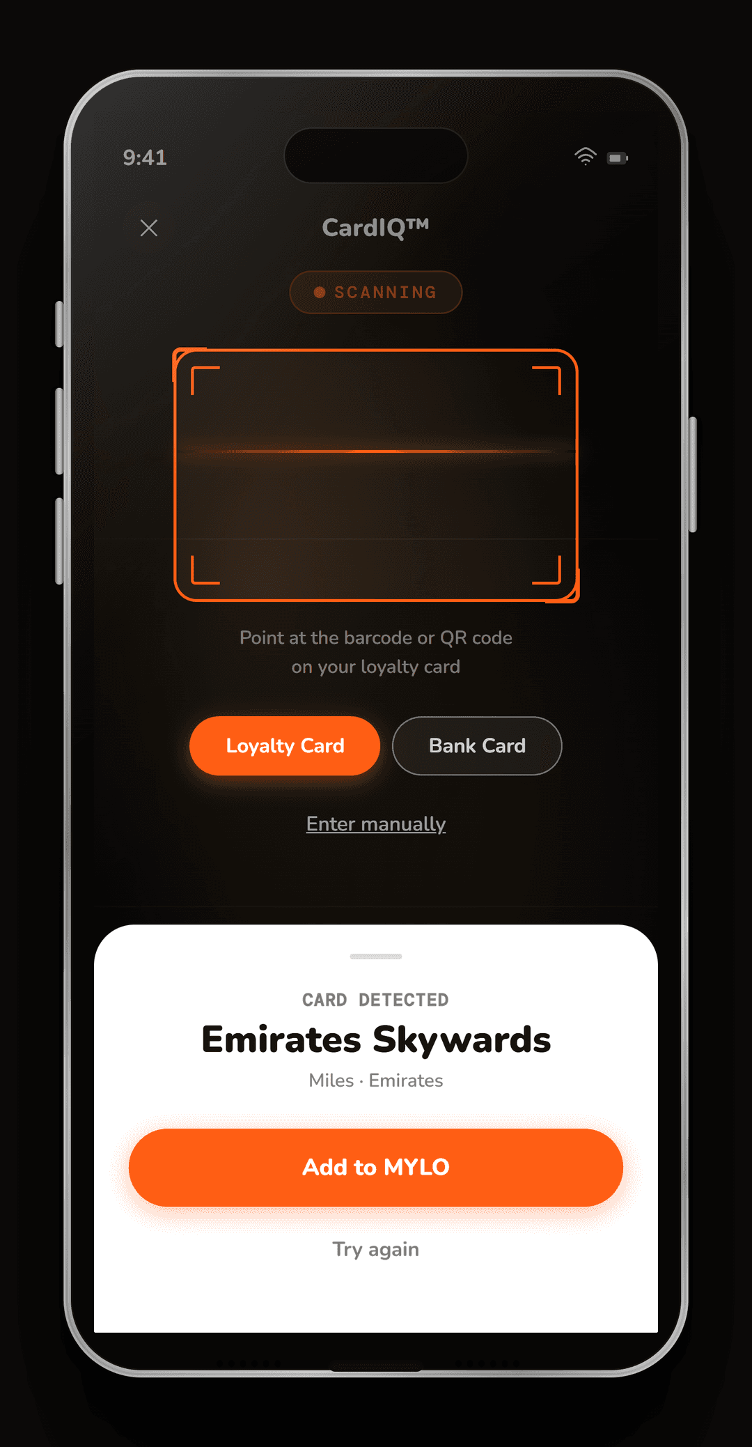 MYLO app: CardIQ™ Scanner